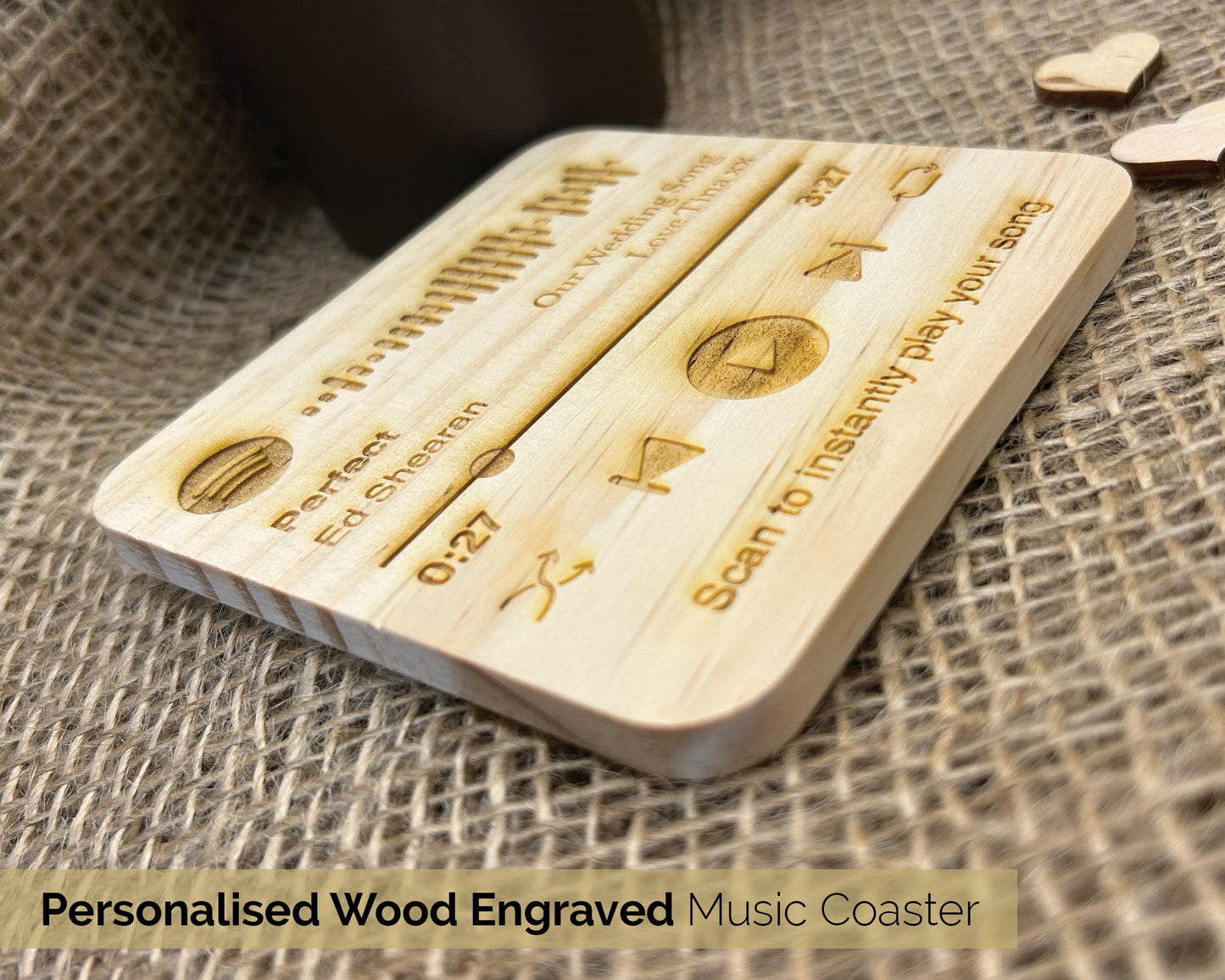 Personalised Spotify Song Wooden Coaster, Scan Spotify Code Song, great for that special occasion -code 06