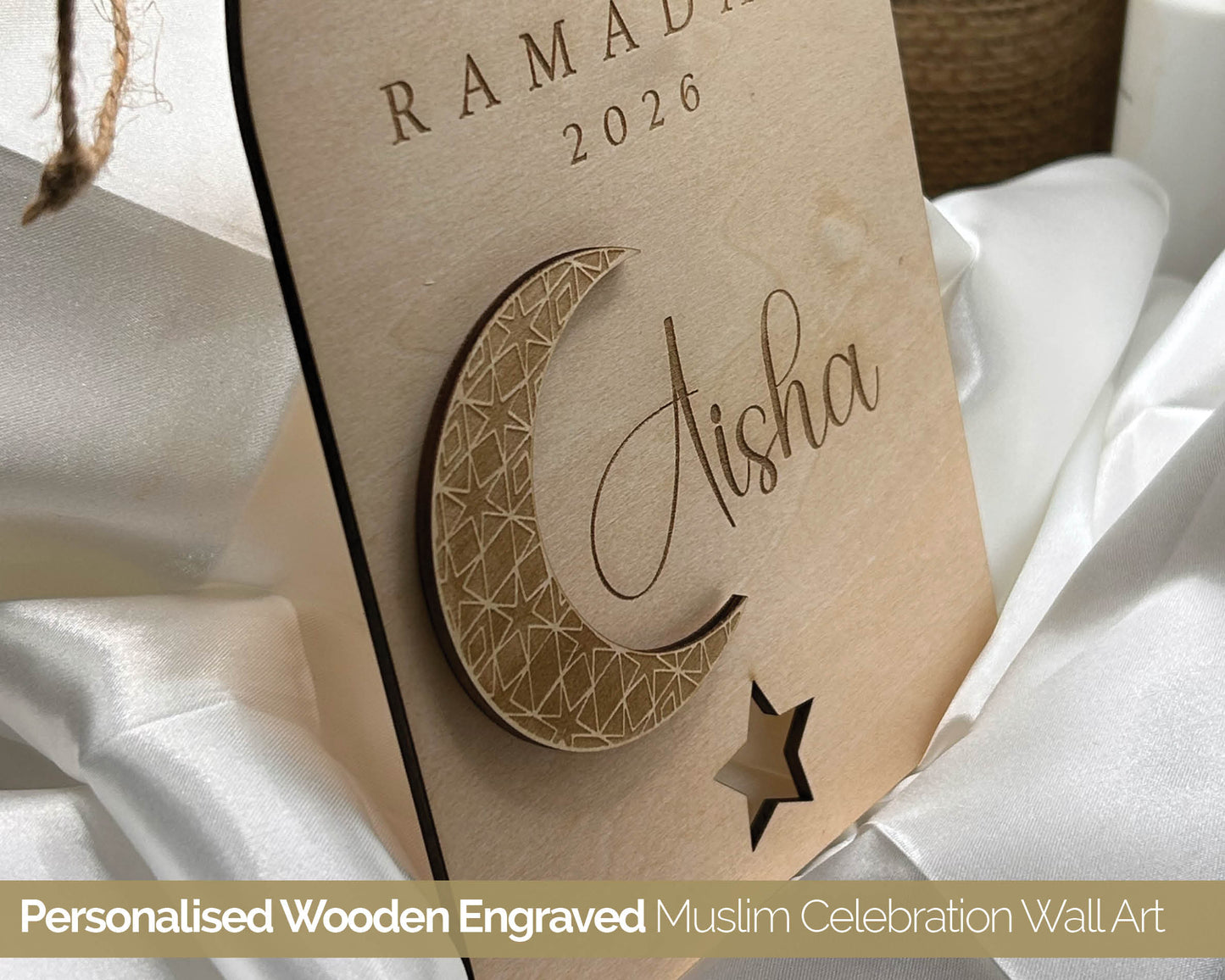 Personalised 1st Ramadan, Eid, Muslim Celebration Wooden Engraved Baby gift 100