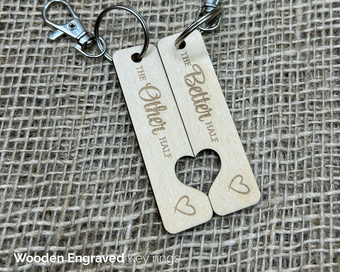 Better / Other half Gift for a couple, His and hers Keyrings Set, Wedding gift, - 04
