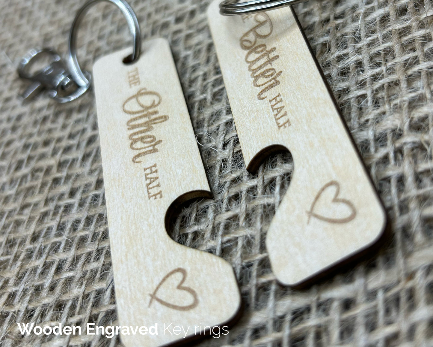 Better / Other half Gift for a couple, His and hers Keyrings Set, Wedding gift, - 04