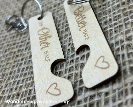 Better / Other half Gift for a couple, His and hers Keyrings Set, Wedding gift, - 04