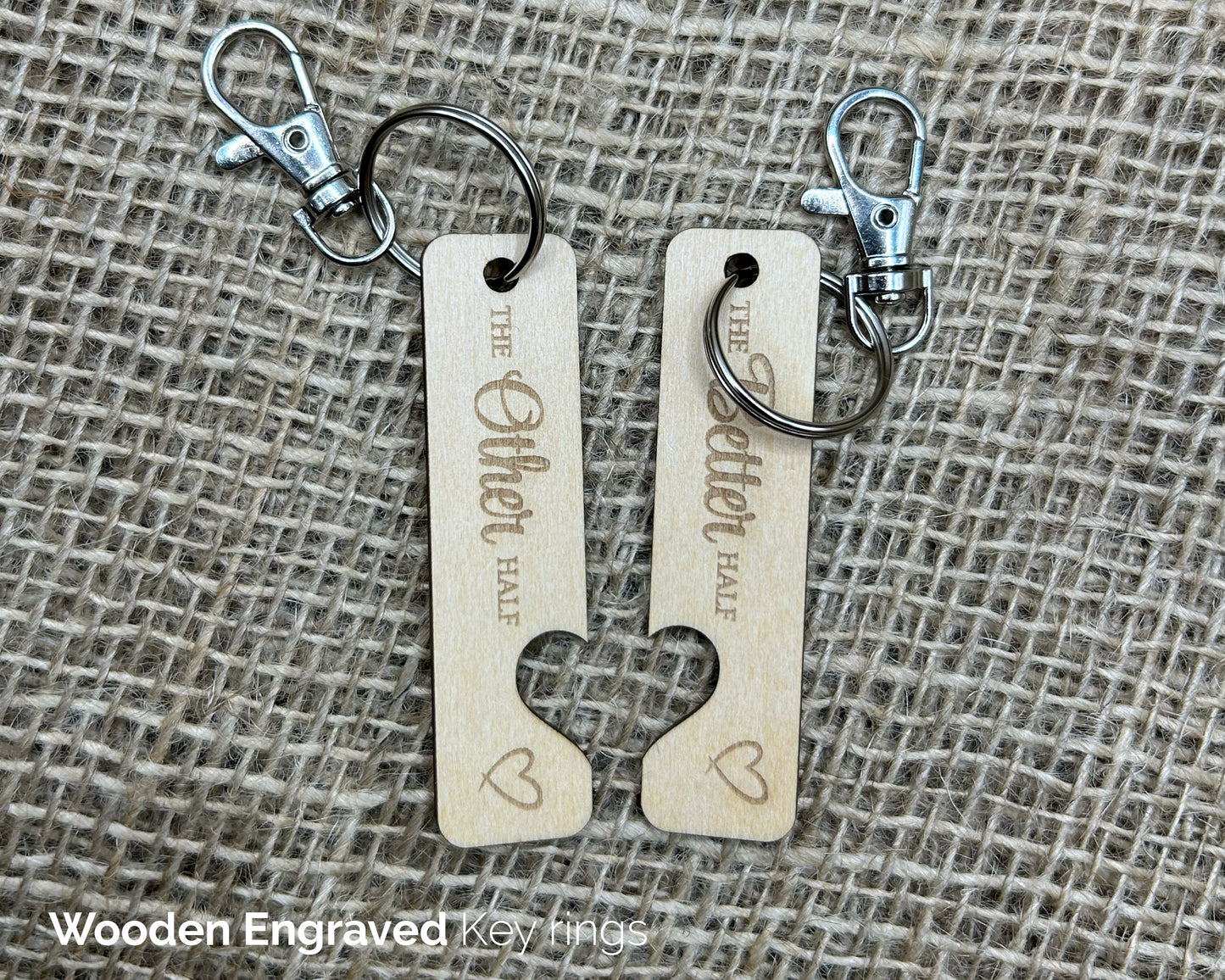 Better / Other half Gift for a couple, His and hers Keyrings Set, Wedding gift, - 04