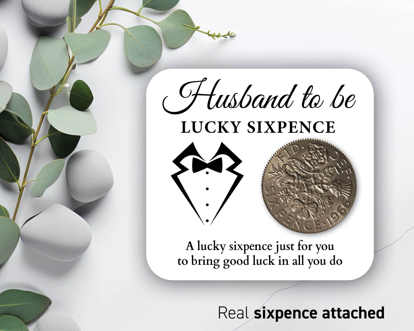 Lucky Sixpence Coin, Gift For The Groom Husband To Be - code 05