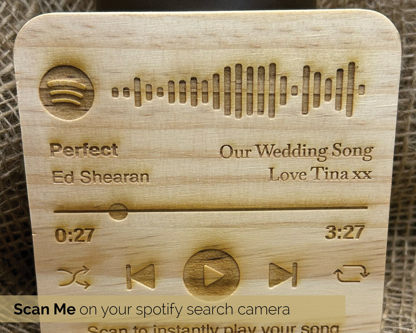 Personalised Spotify Song Wooden Coaster,  Scan Spotify Code Song, great for that special occasion -code 06