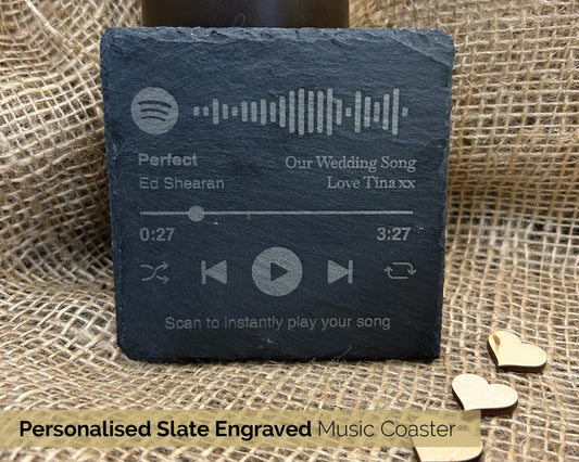 Personalised Spotify Song Slate Coaster,  Scan Spotify Code Song, great for that special occasion -code 07