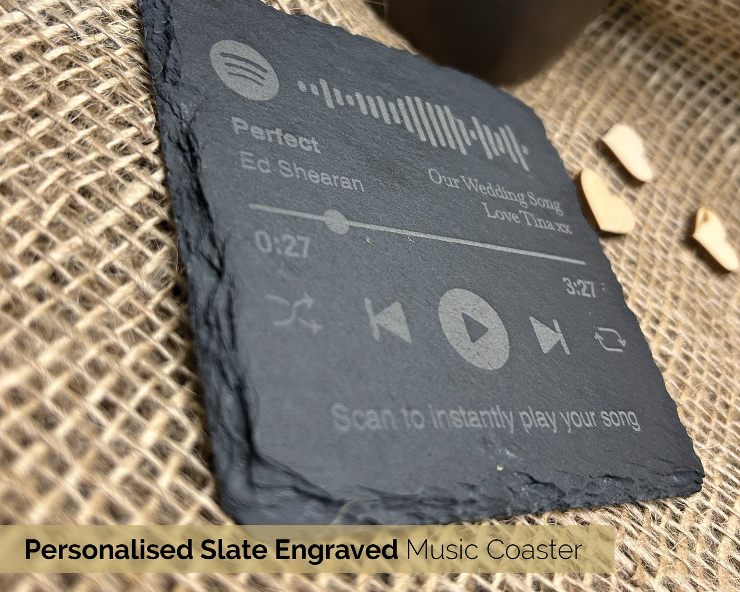 Personalised Spotify Song Slate Coaster,  Scan Spotify Code Song, great for that special occasion -code 07