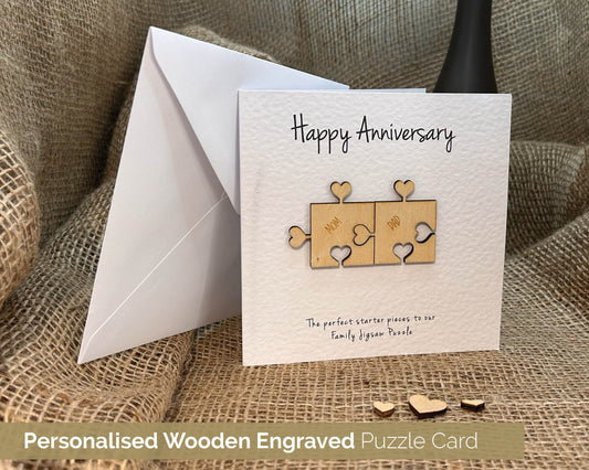 Personalised Anniversary Card Handmade Keepsake Gift Heart Puzzle Pieces 103a