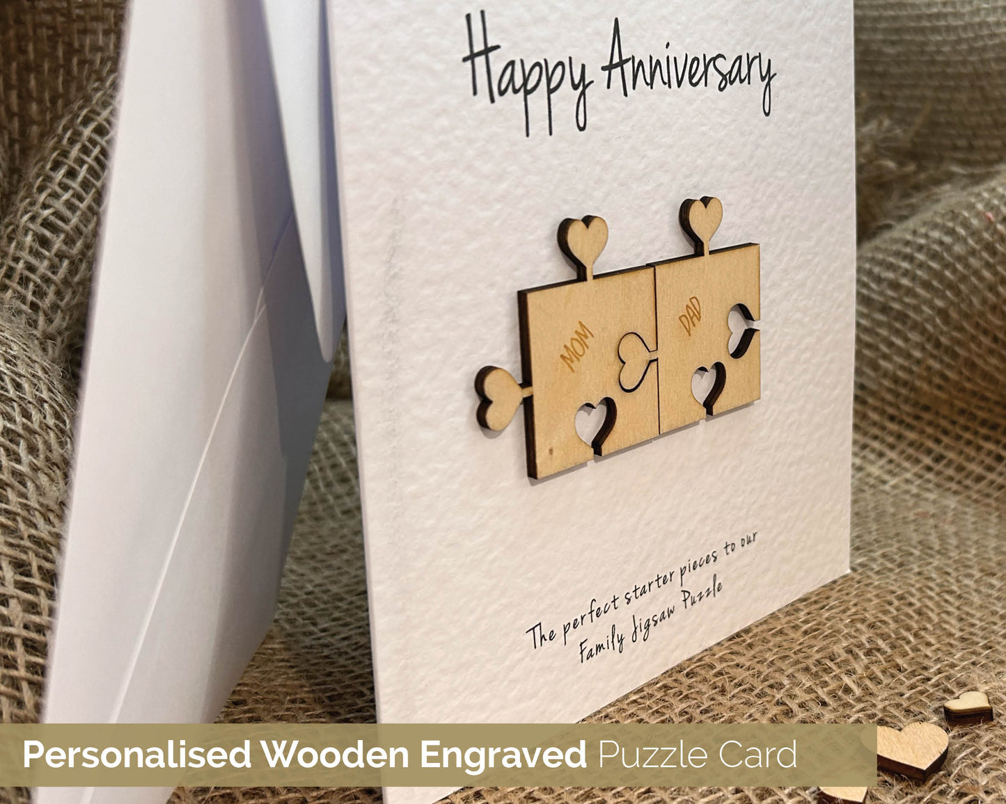 Personalised Anniversary Card Handmade Keepsake Gift Heart Puzzle Pieces 103a