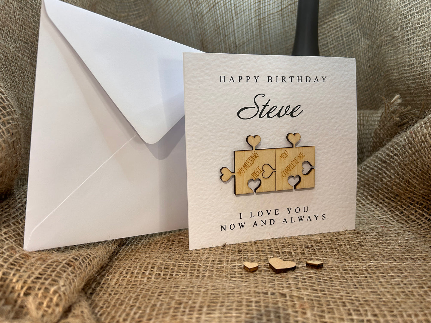 Personalised Birthday Card Handmade Keepsake Gift Heart Puzzle Pieces 103d