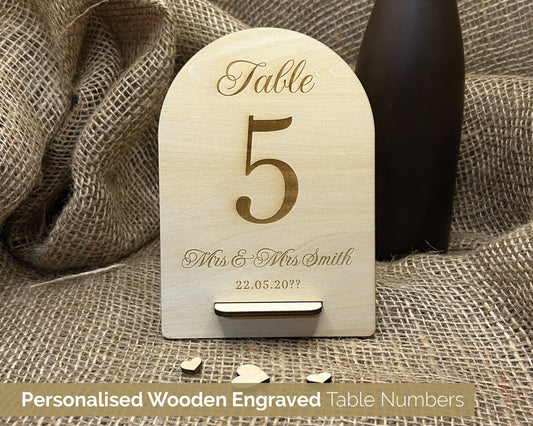 Personalised Wooden Wedding Table Numbers Names with stand bride and groom table decor  - C: 14
