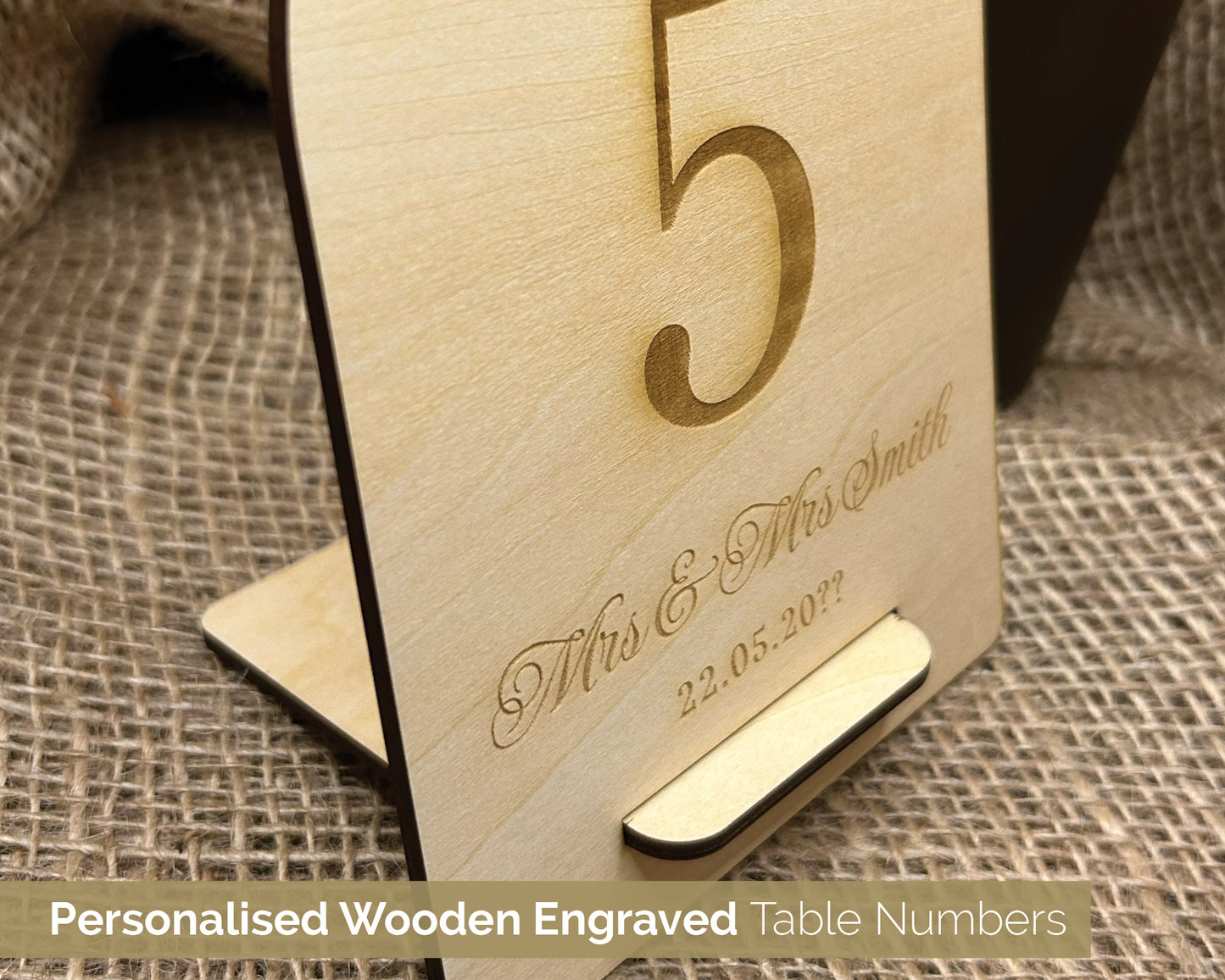 Personalised Wooden Wedding Table Numbers Names with stand bride and groom table decor  - C: 14