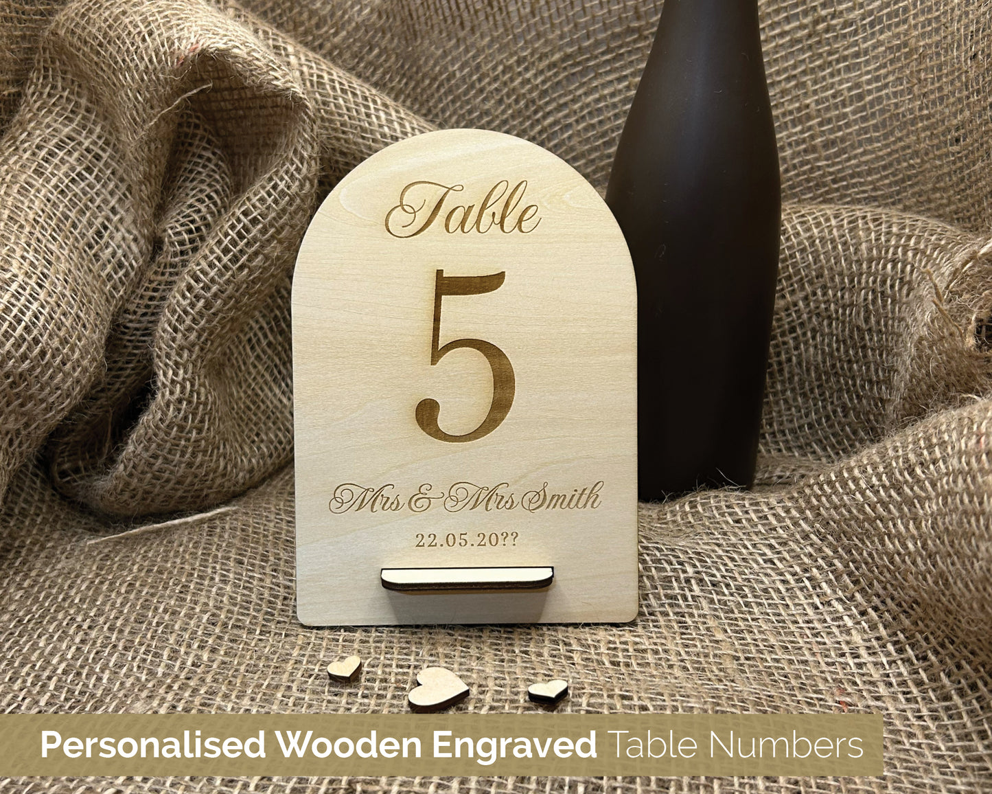 Personalised Wooden Wedding Table Numbers Names with stand bride and groom table decor  - C: 14