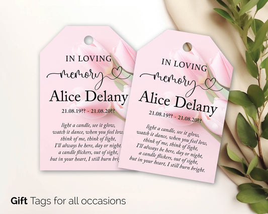 Personalised Tulip Tags for Funeral, Memorial Gift Favours  In loving memory - 157