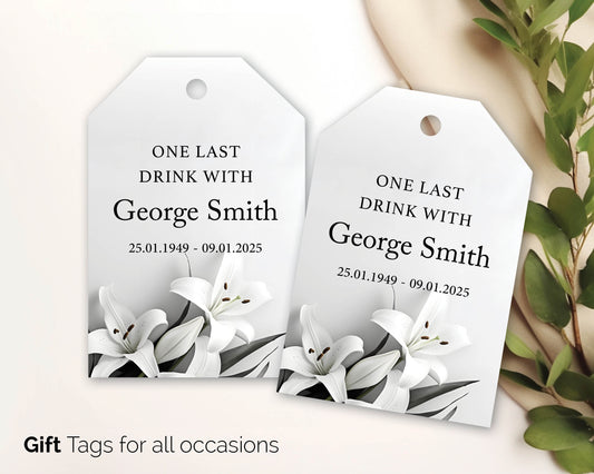 Personalised Floral Tags for Funeral, Memorial Gift Favours  In loving memory - 327