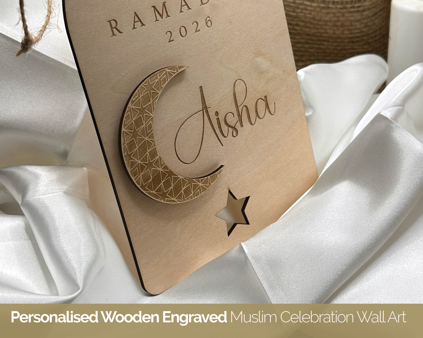 Personalised 1st Ramadan, Eid, Muslim Celebration Wooden Engraved Baby gift 100
