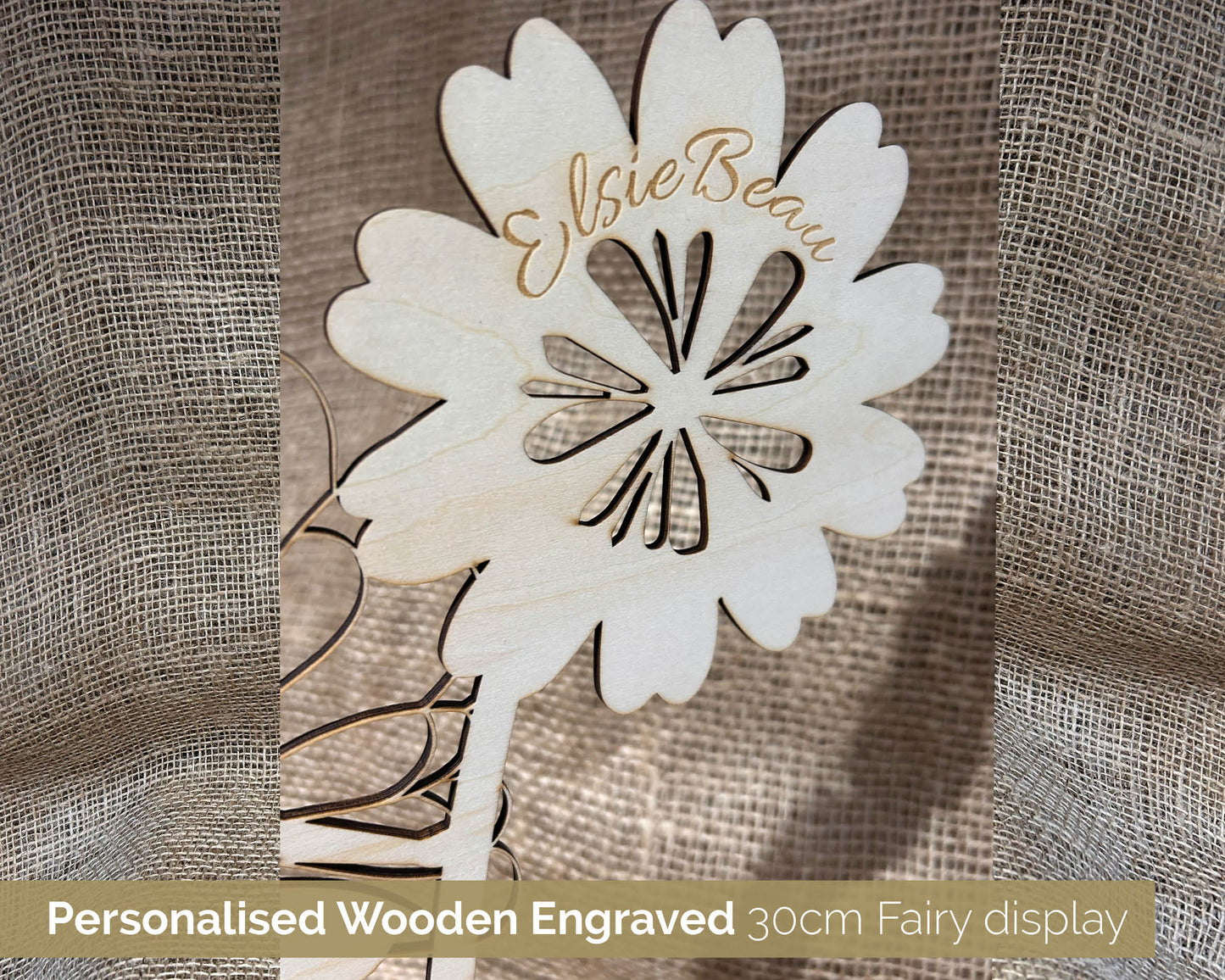 Personalised Wooden Fairy. Freestanding Display, Jewellery Stand or wall art.  30cm Tall Wooden decoration for girl's room 101