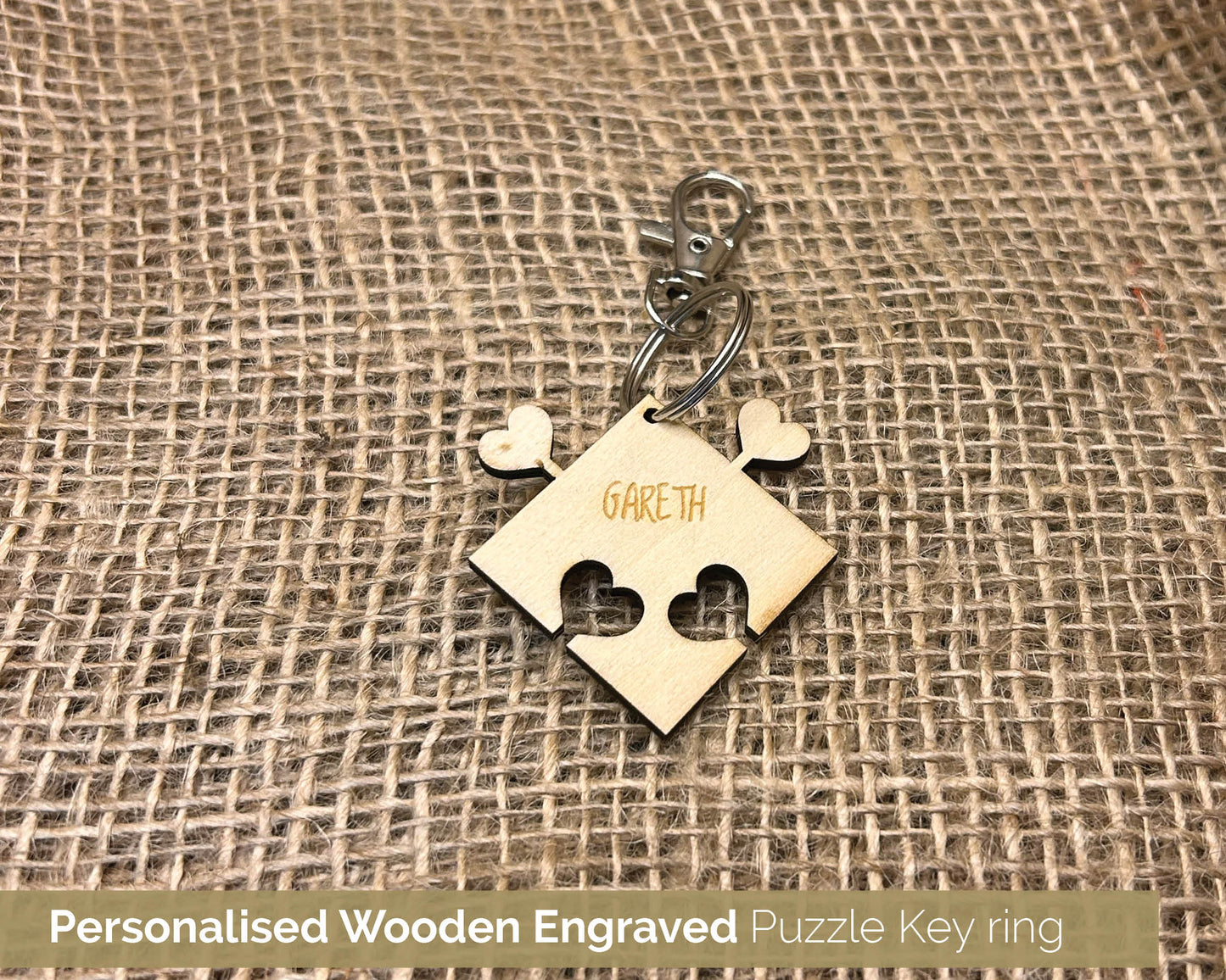 Heart Personalised Puzzle Pieces, Couple Keyring Set, Perfect gift, - 104