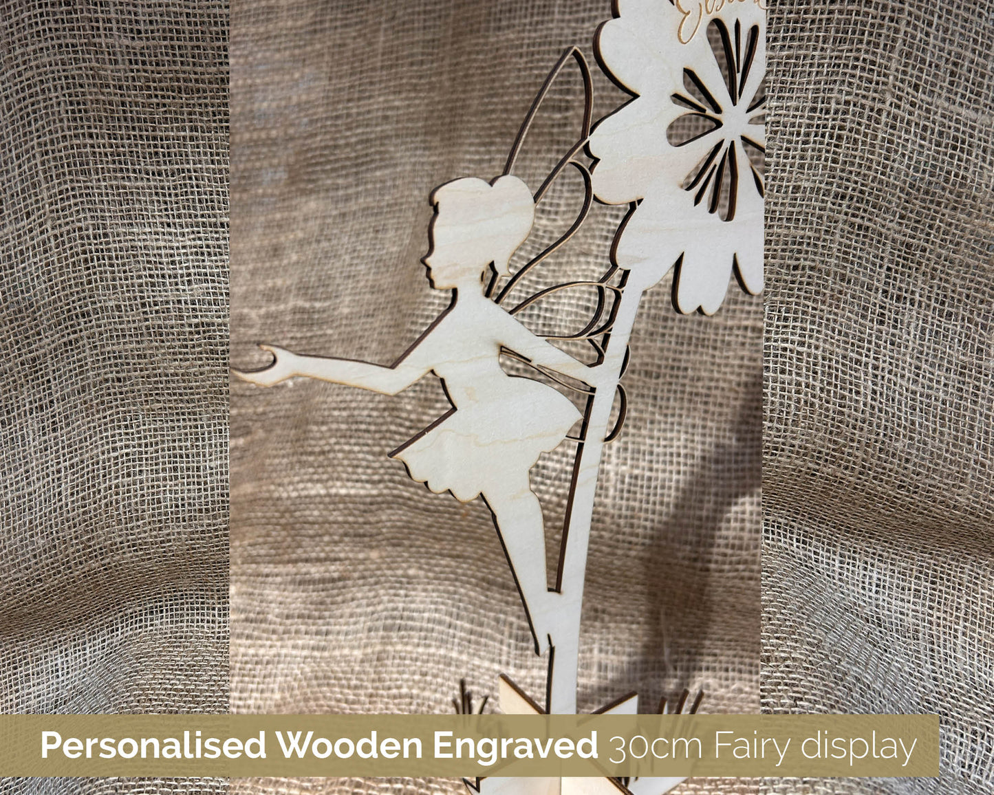 Personalised Wooden Fairy. Freestanding Display, Jewellery Stand or wall art.  30cm Tall Wooden decoration for girl's room 101
