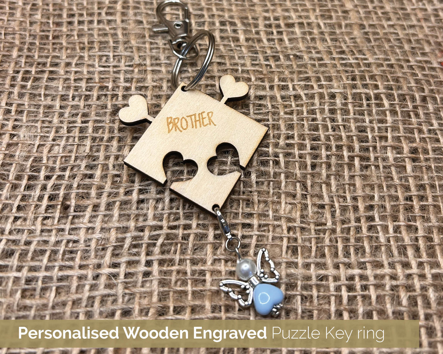 Heart Personalised Puzzle Pieces, Couple Keyring Set, Perfect gift, - 104