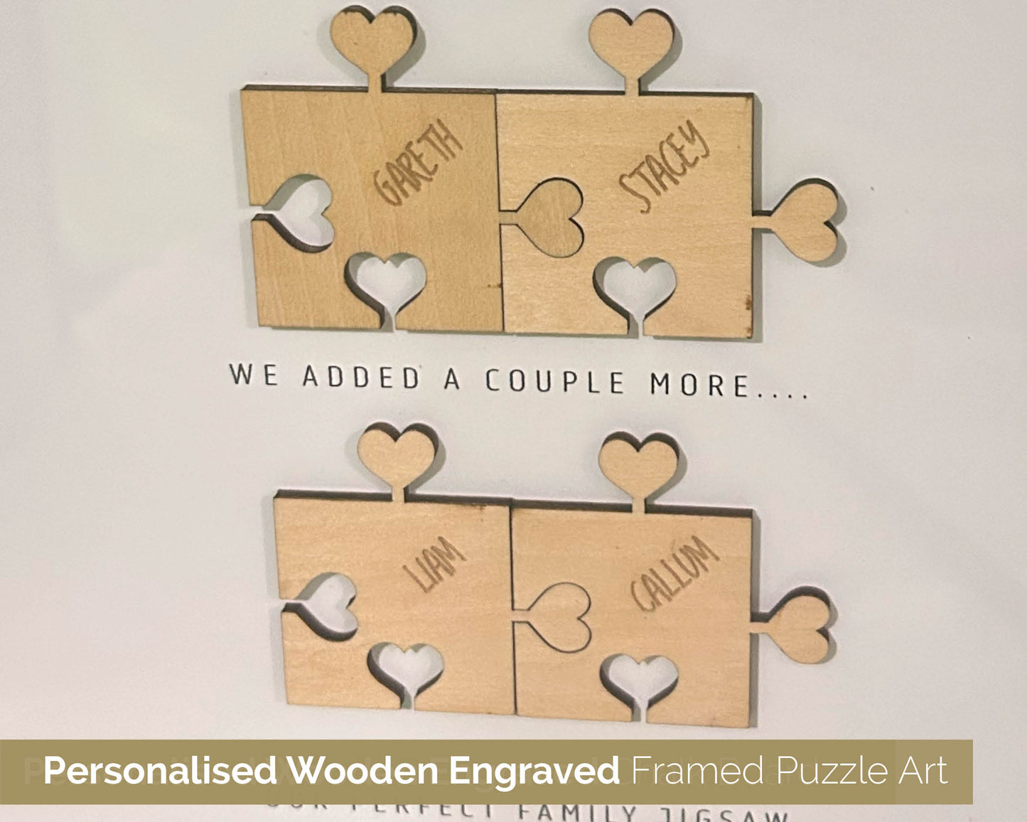 Personalised Framed Family Wall Art - Heart tab Puzzle Pieces - 108