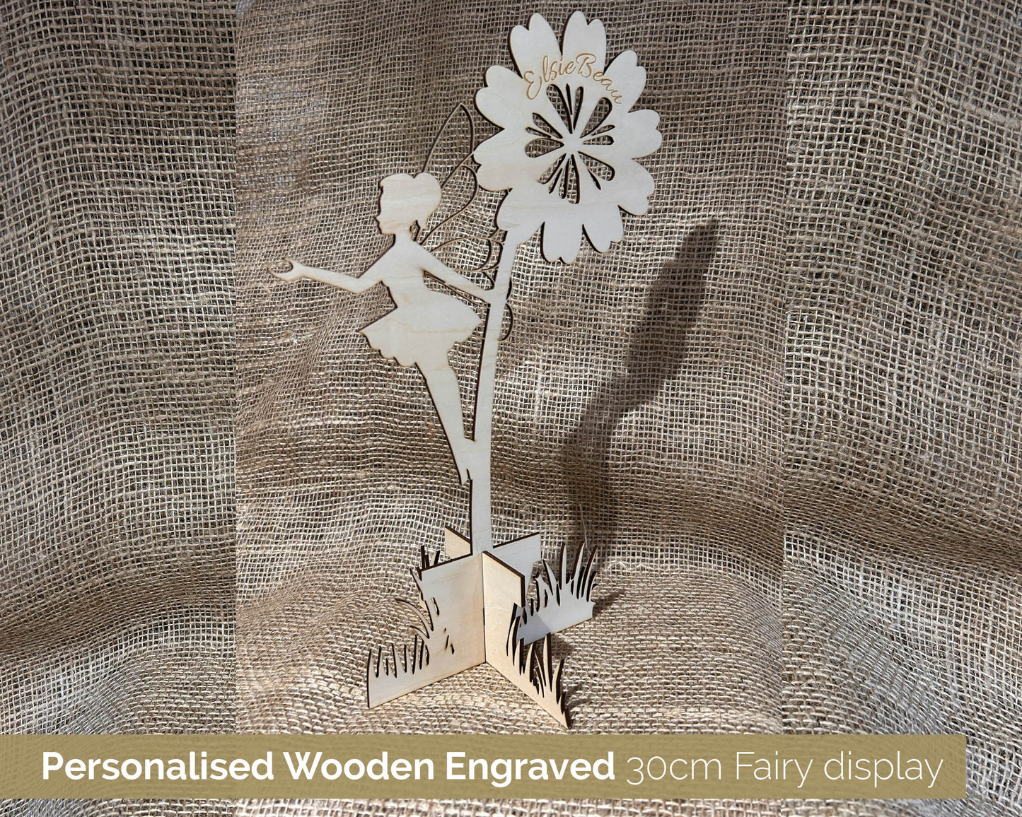 Personalised Wooden Fairy. Freestanding Display, Jewellery Stand or wall art.  30cm Tall Wooden decoration for girl's room 101