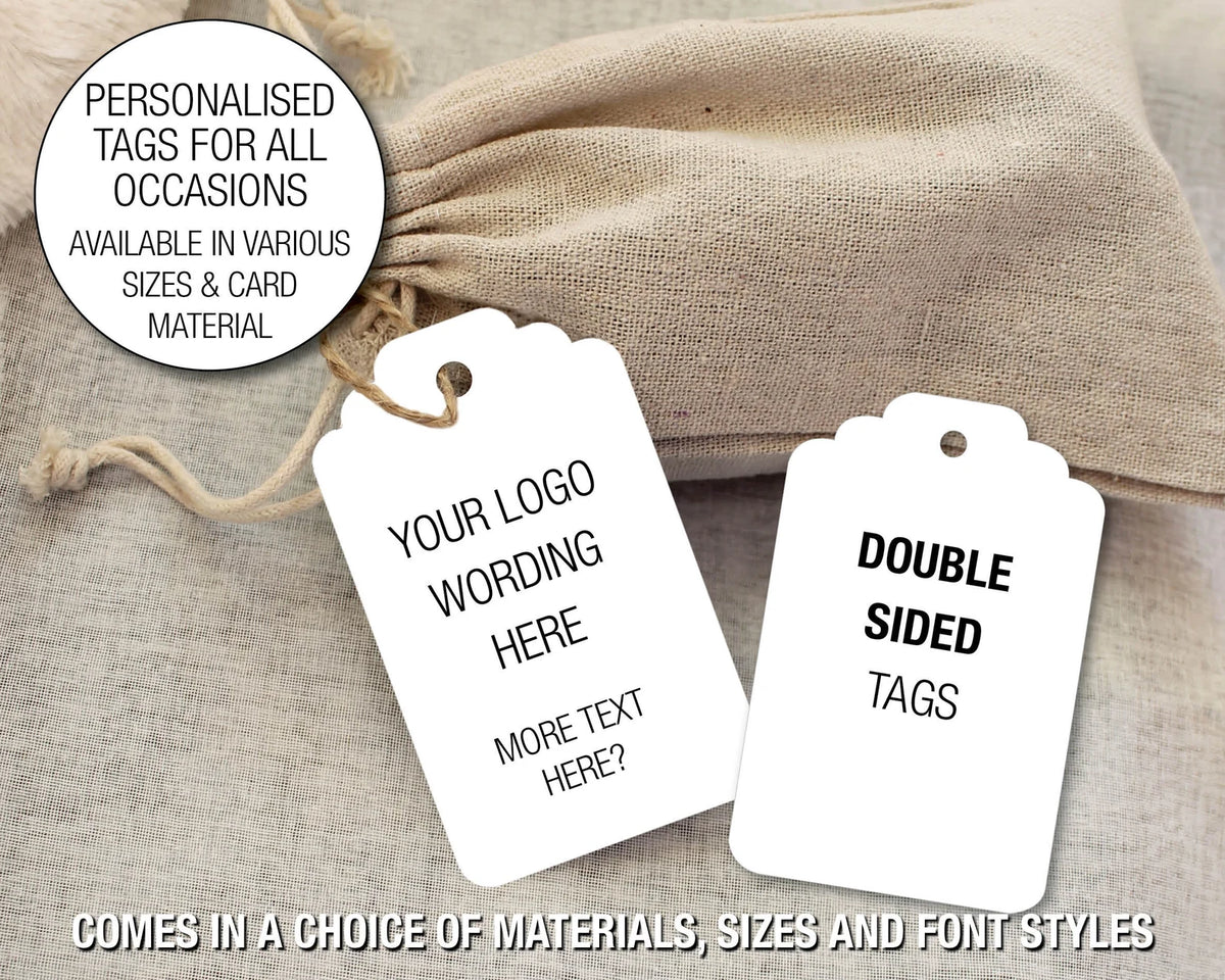 100 x Mandy Billington (tags) - Double Sided - White Linen