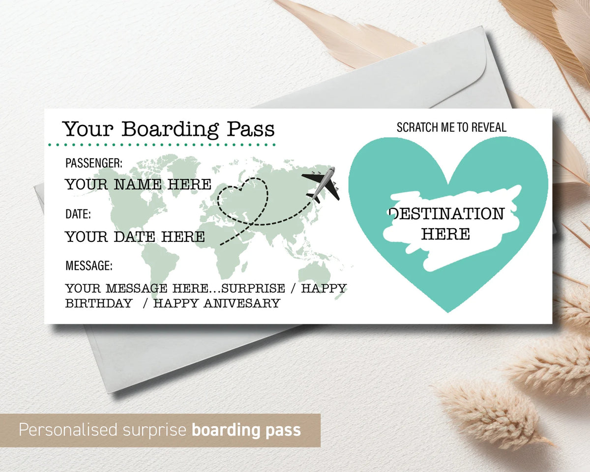 Personalised Scratch Reveal Boarding Pass, Scratch Reveal For Surprise Holiday, Holiday Destination Ticket, Holiday Gift Fake Pass (28)