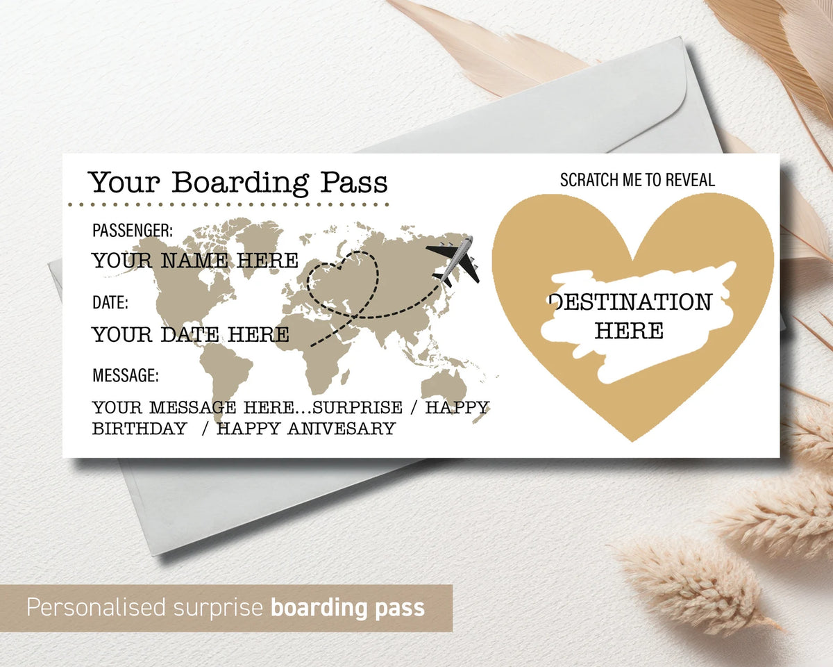 Personalised Scratch Reveal Boarding Pass, Scratch Reveal For Surprise Holiday, Holiday Destination Ticket, Holiday Gift Fake Pass (28)