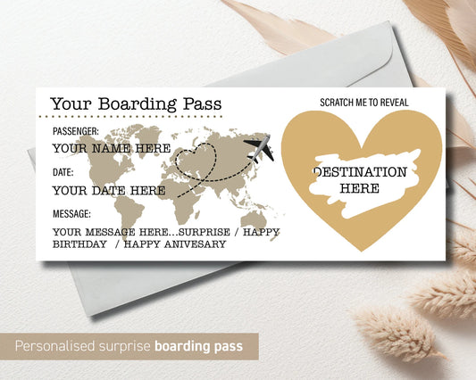 Personalised Scratch Reveal Boarding Pass, Scratch Reveal For Surprise Holiday, Holiday Destination Ticket, Holiday Gift Fake Pass (28)