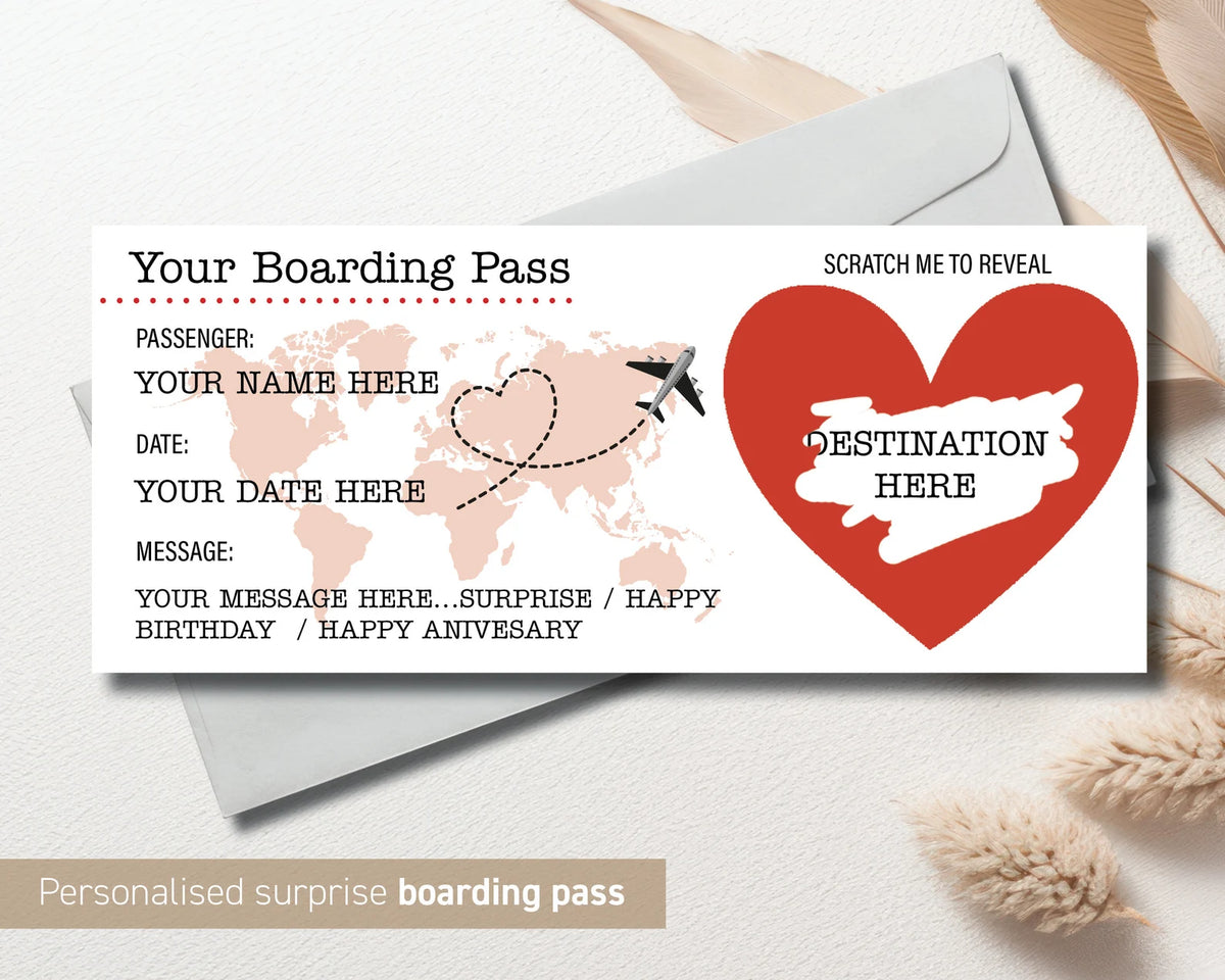 Personalised Scratch Reveal Boarding Pass, Scratch Reveal For Surprise Holiday, Holiday Destination Ticket, Holiday Gift Fake Pass (28)