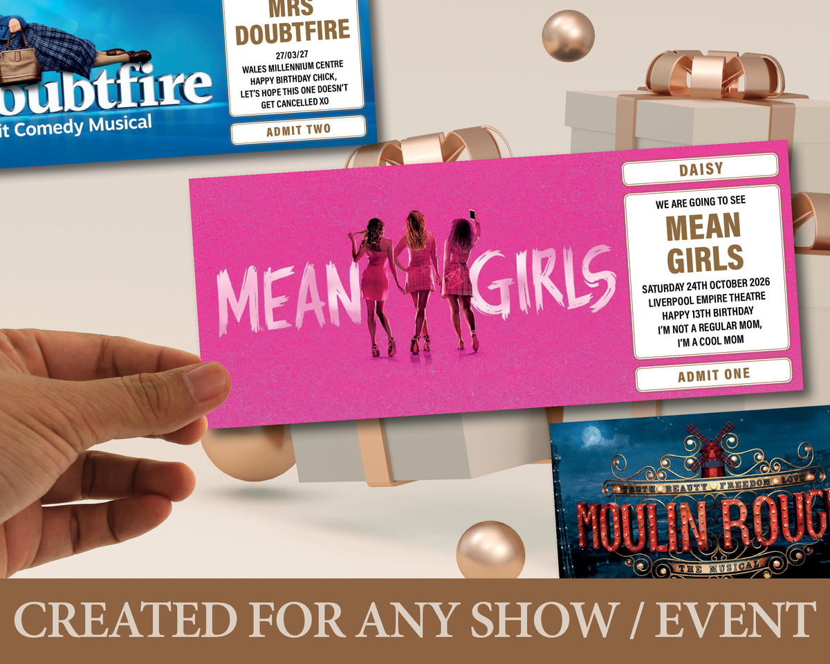 Personalised Theatre Ticket | Event Ticket | Show Ticket | Surprise Voucher | Musical Ticket | Memorabilia | Souvenir Ticket | Concert (21)